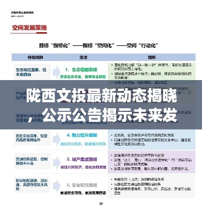 陇西文投最新动态揭晓，公示公告揭示未来发展蓝图